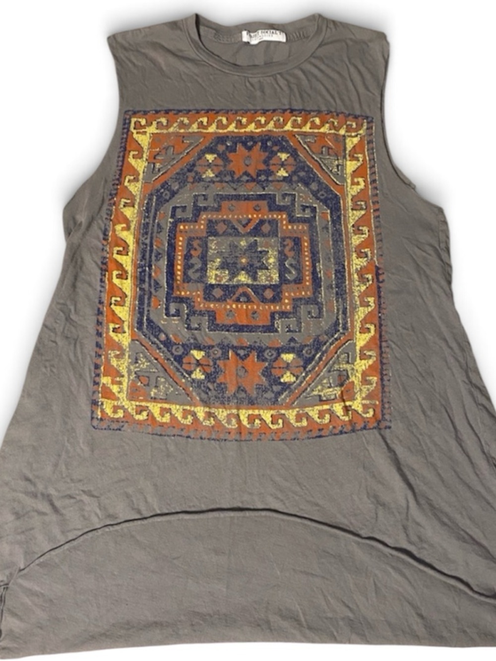 Project Social T Los Angeles Grey Tank with Multicolor Geometric Medallion small